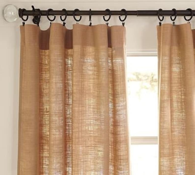 Burlap Curtains One Panel 40 Inches Wide by Desired Length. Etsy