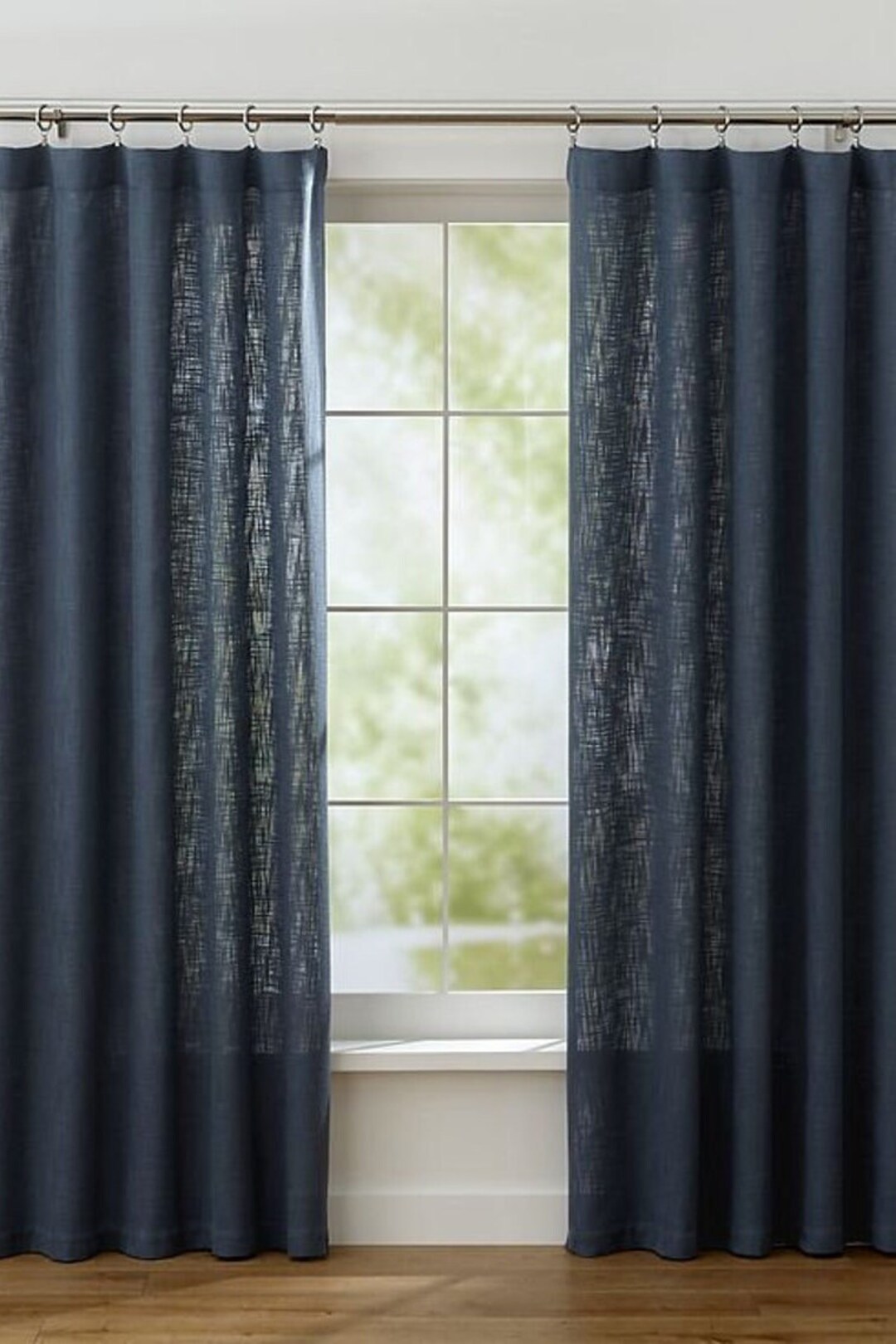 Navy Blue Burlap Curtains Livingroom Curtains.upscale Burlap Etsy