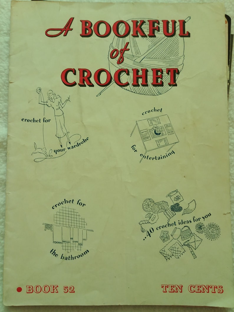 4 Books Plus one Booklet Dated 1935-1956 1935-1956 Vintage Crochet Pattern Books
