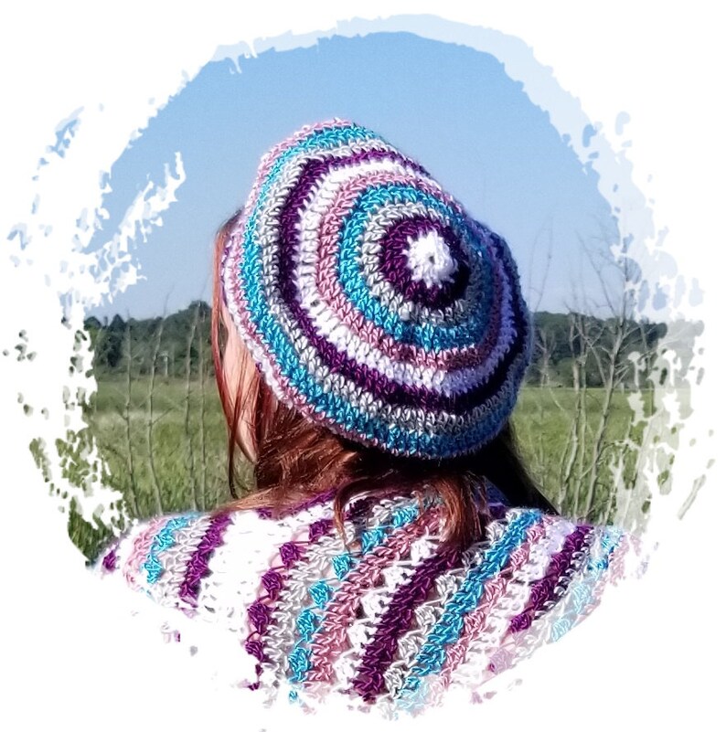 Purple Pink Handmade Crochet Slouchy Hat White Blue Free Shipping Gray