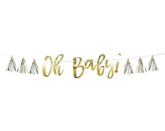 Gold OH BABY Bunting, Gold Baby Shower Banner, Baby Shower Decorations, Baby Party Decorations, Neutral Baby Shower, Gender Reveal Party