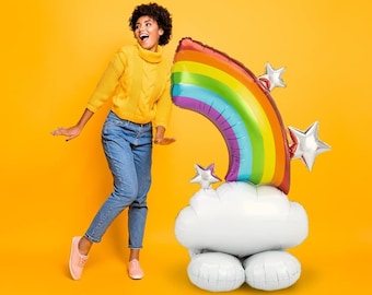 Rainbow Balloon 52" Rainbow Birthday Party Decorations Rainbow Cloud Smile Balloon Birthday Rainbow Hunt Window Decor Gay Pride Rainbow