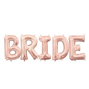 BRIDE Balloons, Rose Gold 34&quot; BRIDE Balloon, Bride Banner, Wedding Decorations, Bride Balloon Letters, Bridal Shower Balloons, BRIDE, Gold