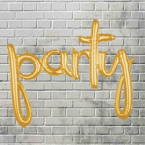 Gold Party Balloons 39&quot; Script Party Cursive Party Party Script Balloons Cursive Gold Balloons Birthday Balloons Party Balloon Banner