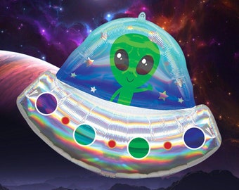 28" Alien UFO Balloon Spaceship Balloon Space Rocket Balloon Outer Space Balloon Astronaut Balloon Space Party Balloon NASA Alien Balloon