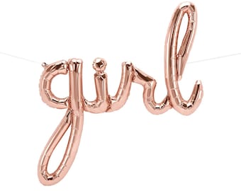 Rose Gold "Girl" Script Balloon - Rose Gold Foil Balloon - Baby Girl Balloons - Gender Reveal - Baby Shower