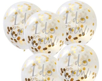 5 Hen Party Balloons, I DO CREW Balloons, Hen Party Confetti Balloons, Hen Party Decorations, Latex Confetti Balloons, Bridal Shower Decor