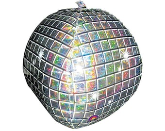 Disco Ball Balloon Rainbow Disco Ball Mylar Dance Party Disco Party Disco Fever 70's Party 15 Inch Mylar Balloon 70s Party Disco Balloon