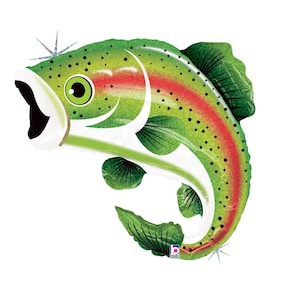 36&quot; Fish Balloon Trout Balloon Fishing Party Fish Birthday Camping Theme Hunting Party Gone Fishing Retirement Party Baby Shower Fish Party