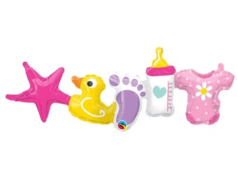 BABY GIRL Balloons Baby Shower Balloons Gender Reveal Decor Oh Girl Balloon Banner Oh Baby Baby Balloons Its A Girl Girl Balloons Garland