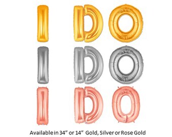 I DO Balloons - Giant 34" or 14" Gold or Silver, Rose Gold Letter Balloons - Bachelorette Party - bridal shower, bachelorette decoration