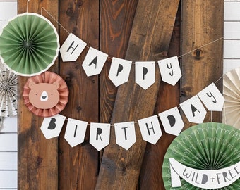 Birthday Party Banner | Camping Birthday Party - Adventure Birthday Party - Woodland Birthday - Birthday Banner - Birthday Party Decoration