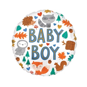 18&quot; Woodland Baby Shower BABY BOY Balloon Woodland Baby Shower Forest Animals Balloon Woodland Party Balloon Wild One Shower Its A Boy