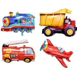 32&quot; Transportation Balloon Bundle - Boy Birthday Party - Transportation Birthday - Foil Balloons - Planes, Trains and Trucks