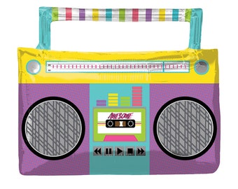 27" Boombox Balloon -  80's Party Decor, Hip Hop Party, Disco Fever Party, Roller Skate Party, Let's Roll Party, Disco Balloon, Music