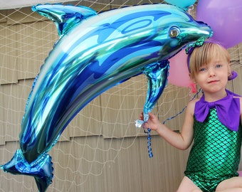 3FT Dolphin Balloon - Under The Sea Balloons, Dolphin Party Decor, Pool Birthday Party Decor, Beach Birthday Party Decor, Mermaid Balloons