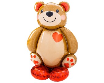 48" Teddy Bear Balloon Valentines Day Balloon I Love You Balloon Giant Teddy Bear Valentines Decor Heart Balloon Standing Balloon Birthday
