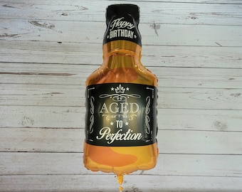 34" Whiskey Balloon - Aged To Perfection Balloon, Dad Birthday Balloon, Mens Birthday Balloon, Party For Him, 21st 25th 30th 35th 40th 45th