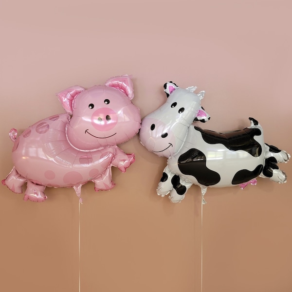 Farm Animal Balloons - Barnyard Birthday, Cow Birthday Party Decor, Farm Balloons, Animal Balloons, Barnyard Bash, Cowboy Party, Pig Balloon