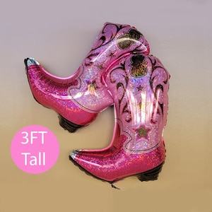 Cowgirl Boots Balloon 36&quot; - Western Party Decorations Cowgirl Birthday Cowgirl Baby Shower Nashville Bachelorette Pink Boots Bridal Balloon