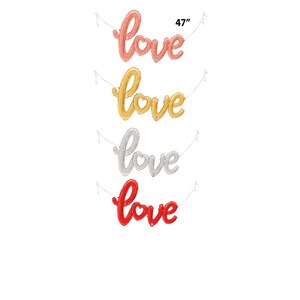 Script Love Balloon 47&quot; Heart Balloon Gold Silver Rose Gold or Red Balloon Love Banner Wedding Decor Balloons Love Valentine Balloon