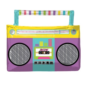 27&quot; Boombox Balloon -  80&#39;s Party Decor, Hip Hop Party, Disco Fever Party, Roller Skate Party, Let&#39;s Roll Party, Disco Balloon, Music