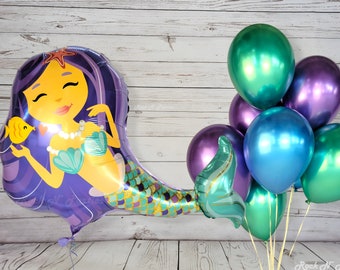 Mermaid Balloon 35" - Mermaid Birthday Party, Under the Sea, Mermaid Party, Mermaid Theme, Ocean Party Fintastic Party, Little Mermaid