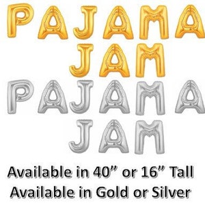 Pajama Jam Gold or Silver Balloons Available in 40&quot; or 16&quot; Balloons - Pajama Jam Party - Pajama Jam House Party - Slumber Party