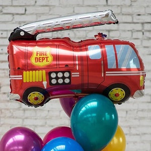Fire Truck Balloon 40&quot; Fire Department Fireman Themed Party Fireman Birthday Party Firetruck Balloon Fire Rescue Fire Truck Birthday Police
