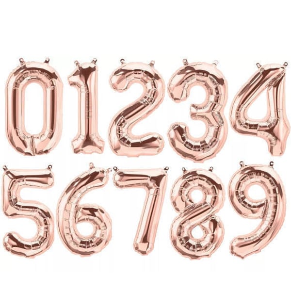 ROSE GOLD 16" Number Balloons - Rose Gold Number Balloons - Birthday Balloons - Age Balloons - Birthday Party - Anniversary - Photo Prop