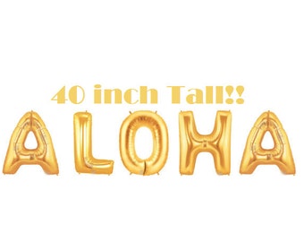 Luau Party, Aloha Party, Tropical Decor, Pool Party, Luau Decor, Summer Party, Aloha Banner, Giant Gold Balloons, Letter Balloon, Gold Party