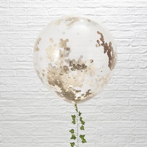 3 - 36&quot; Rose Gold Confetti Balloons Clear Balloons Neutral Baby Shower Hen Party Wedding Decor Party Decorations Baby Shower Decor New Baby