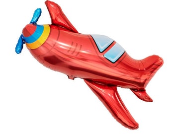 Airplane Balloon 36" - Airplane Party Birthday Decorations Plane Baby Shower Decor Large Red Vintage Airplane Themed Birthday Time Flies