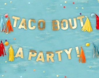 TACO BOUT A PARTY Banner Fiesta Party Mexican Taco Party Cactus Theme Fiesta Decorations Fiesta Banner Fiesta Bunting Taco Party Decor 5ft