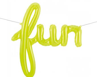 Lime Green FUN Script Balloon - First Birthday Balloon - One is Fun Theme - Smash Cake Balloon - Birthday Decor - Birthday Party Balloon