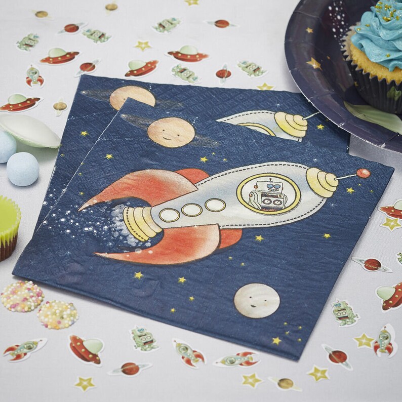 Space Party Napkins Outer Space Birthday Favors Galaxy Party Blast Off Party Astronaut Party Spaceship Rocket Ship Party Pack