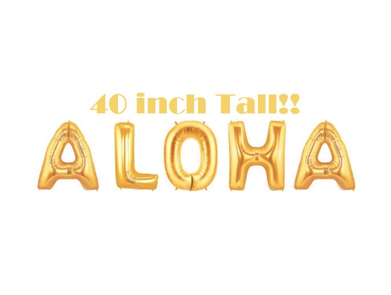 Luau Party, Aloha Party, Tropical Decor, Pool Party, Luau Decor, Summer Party, Aloha Banner, Giant Gold Balloons, Letter Balloon, Gold Party