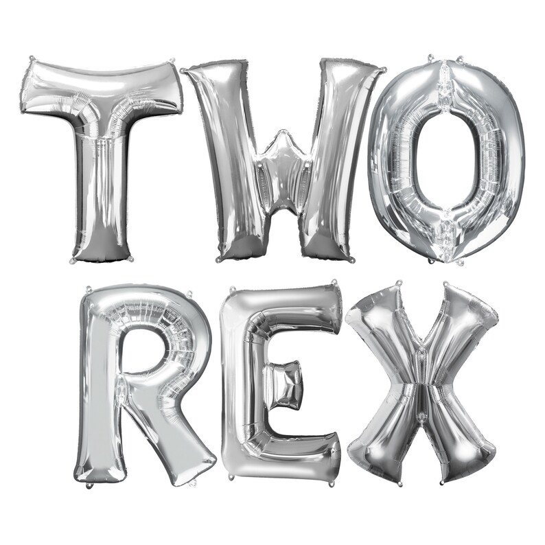 Two Rex Banner, 2nd Birthday Decor, Dinosaur Birthday Decorations, Two Rex Dinosaur Party Balloon Banner, Two Rex Birthday - 16in Tall bild 6