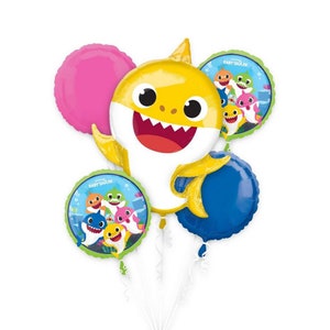 Baby Shark Balloon Bouquet - Baby Shark Birthday Party, Shark Balloons, Mommy Shark, Daddy Shark, Under the Sea Do Do Sharks