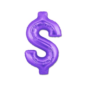 Puede incluir: Un globo con forma de signo de dólar de color morado.
