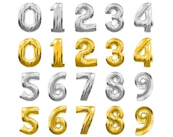 34&quot; Number Balloons/ Gold/ Silver/ Birthday Balloons/ Age Balloons/ Giant Balloons/ Huge Balloons For Birthday Party, Anniversary