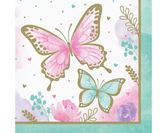 Large Butterfly Napkins, Pastel Butterfly, Butterfly Party, Butterfly Baby Shower, Butterfly Birthday, Butterfly Decorations, Gold Butterfly