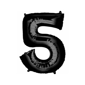 34" Number 5 BLACK Mylar Balloon - Number 5 Balloon- FIVE Balloon - FIFTH Birthday Decor- Fifth Birthday Photo Prop - 5th Birthday Prop