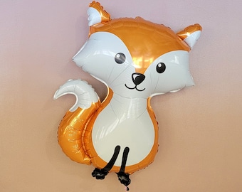 Globo de zorro de 91 cm - Decoración de baby shower de bosque, globo de bosque, fiesta temática de animales, zorro del bosque, cumpleaños de zorro, tema de zorro
