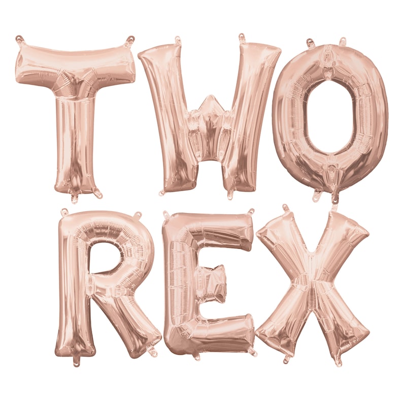 Two Rex Banner, 2nd Birthday Decor, Dinosaur Birthday Decorations, Two Rex Dinosaur Party Balloon Banner, Two Rex Birthday - 16in Tall bild 7