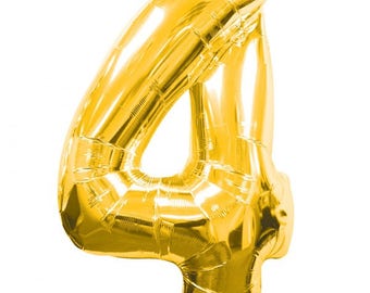40" Number 4 Gold Mylar Balloon - Number 4 Balloon - Four Balloon - Fourth Birthday Decor - Fourth Birthday Photo Prop - 4th Birthday Decor
