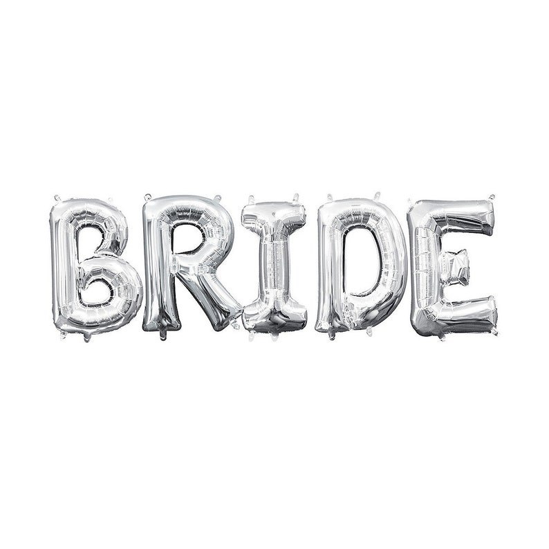 BRIDE Balloons Gold BRIDE Balloon Silver Bride Banner Wedding Decorations Bride Balloon Silver Bridal Shower Balloons Bachelorette Bride Silver