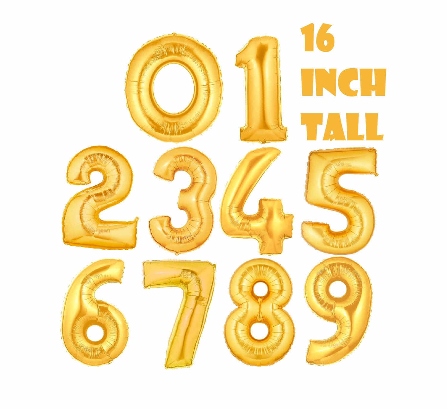 16 Inch Gold Number Mylar Balloons 16 Gold Foil Balloon