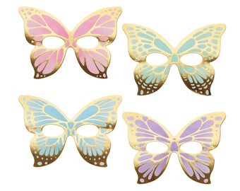 Butterfly Masks – 8 Pack Pastel & Gold Dress-Up Party Masks | Butterfly Birthday, Baby Shower, Fairy Party, Garden Theme Decorations
