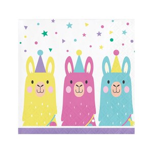 Llama Napkins, Llama Party Napkins, Llama Decor, Llama Birthday, Llama Baby Shower, Alpaca Party, Fiesta Party, Cactus Party Napkins - 16 CT